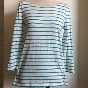 J.crew striped boat neck 3/4 length sleeve tee